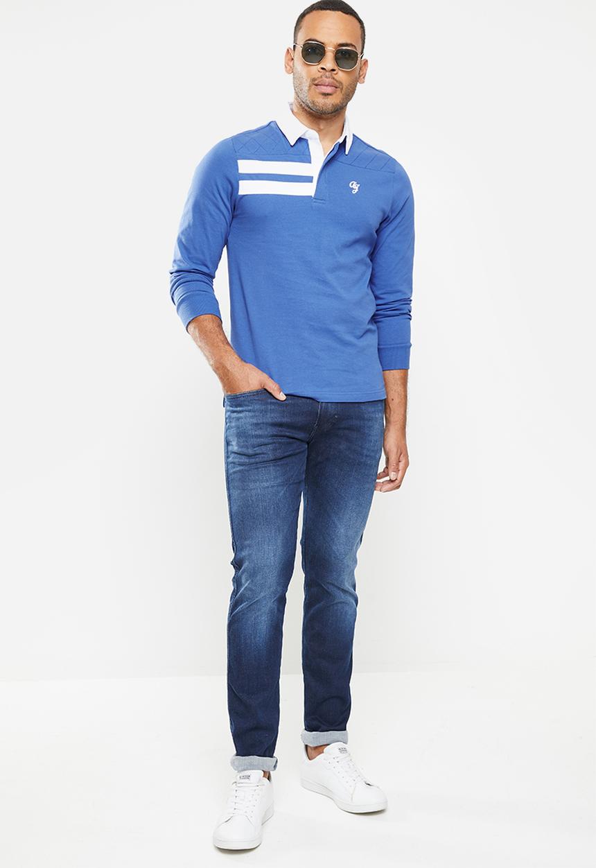 Aca Joe - Aca joe laid on stripe rugby jersey - blue