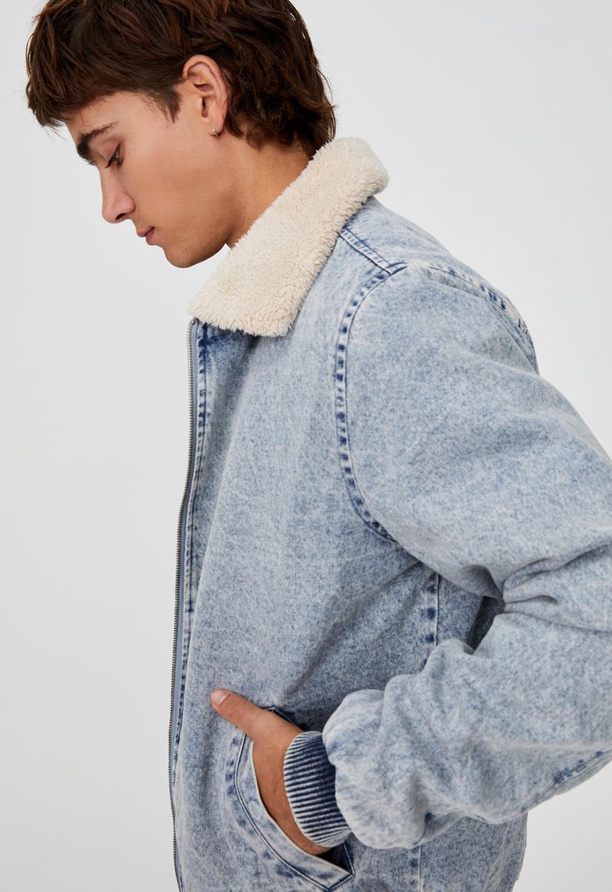 Cotton On - Sherpa collar bomber jacket - blue