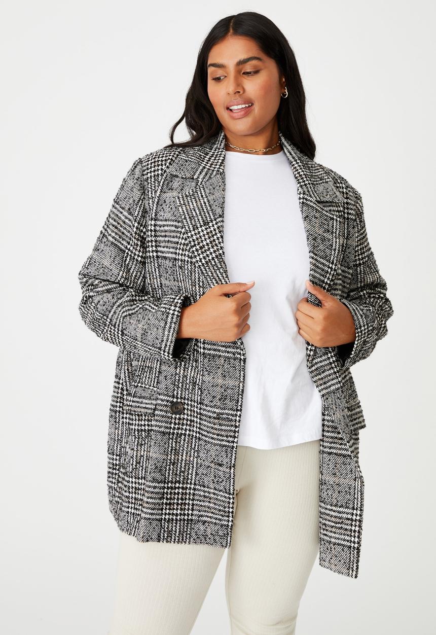 Cotton On - Curve fern blazer - black & white 