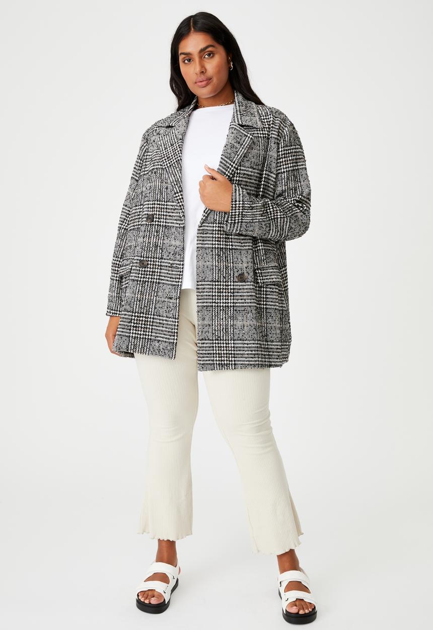 Cotton On - Curve fern blazer - black & white 