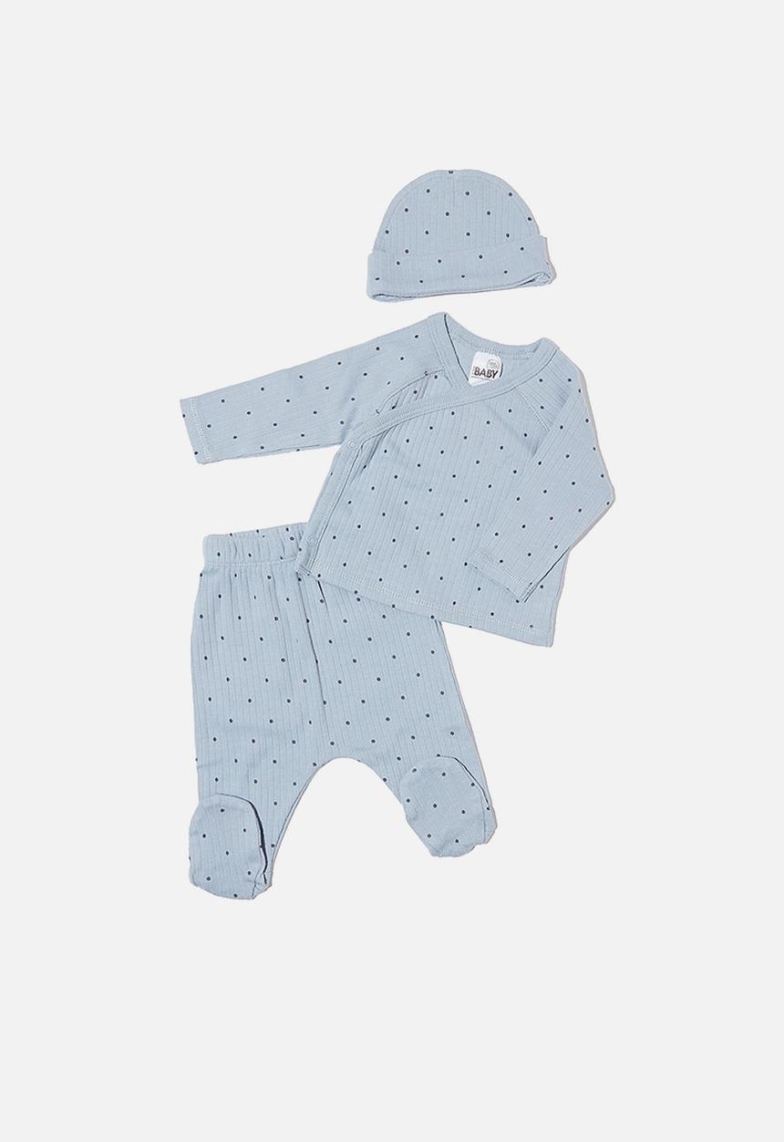 Cotton On - Bundle beanie, cardigan & legging - rain cloud/ocean grey betty spot