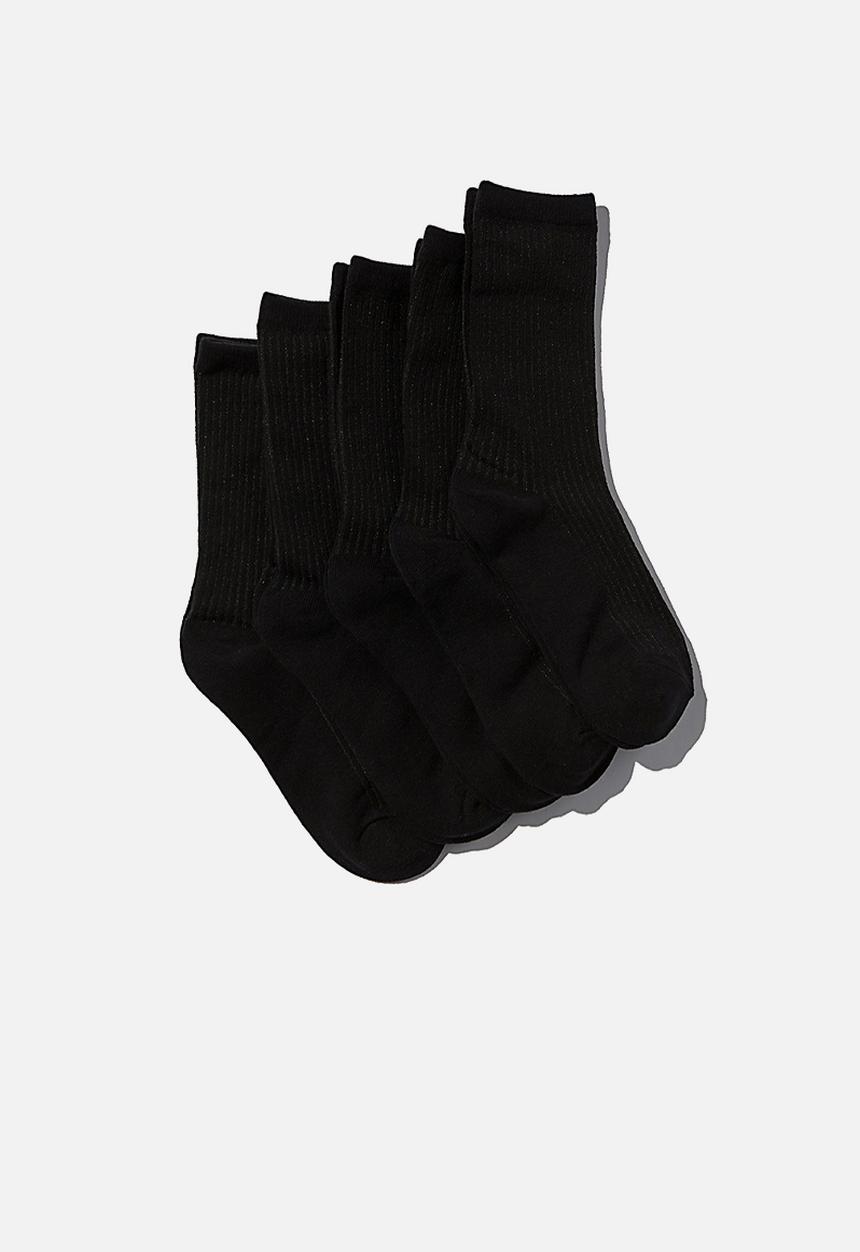 Cotton On - 5pk everyday rib sock - black