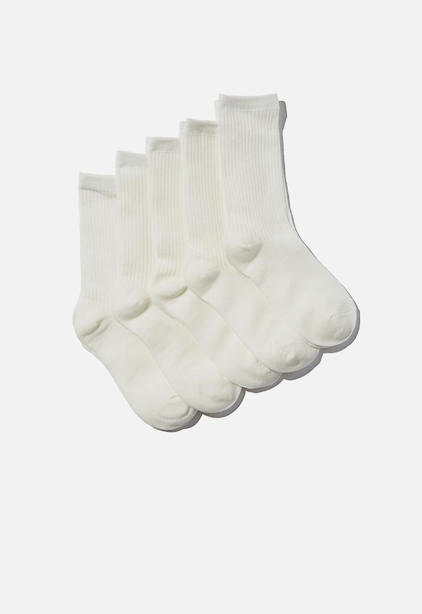 Cotton On - 5pk everyday rib sock - white mix
