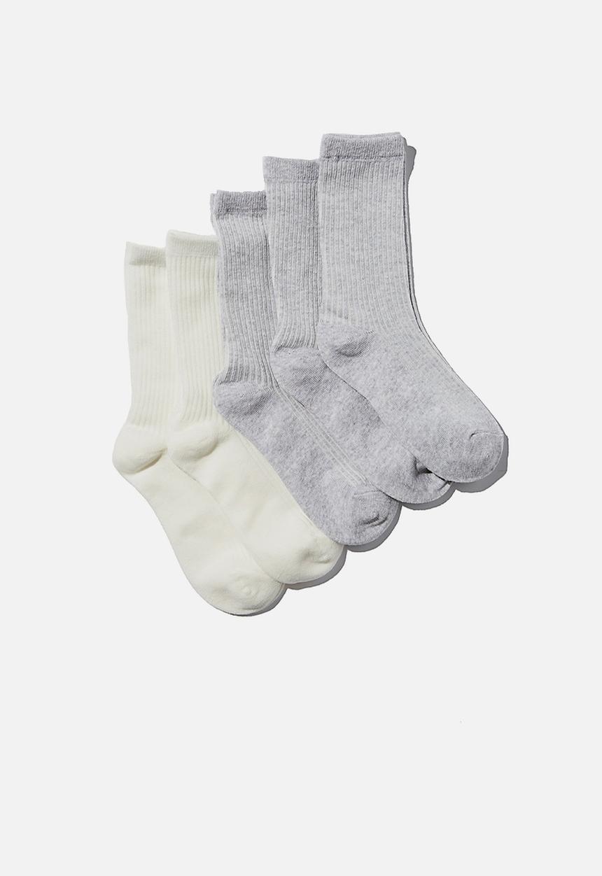 Cotton On - 5pk everyday rib sock - grey mix