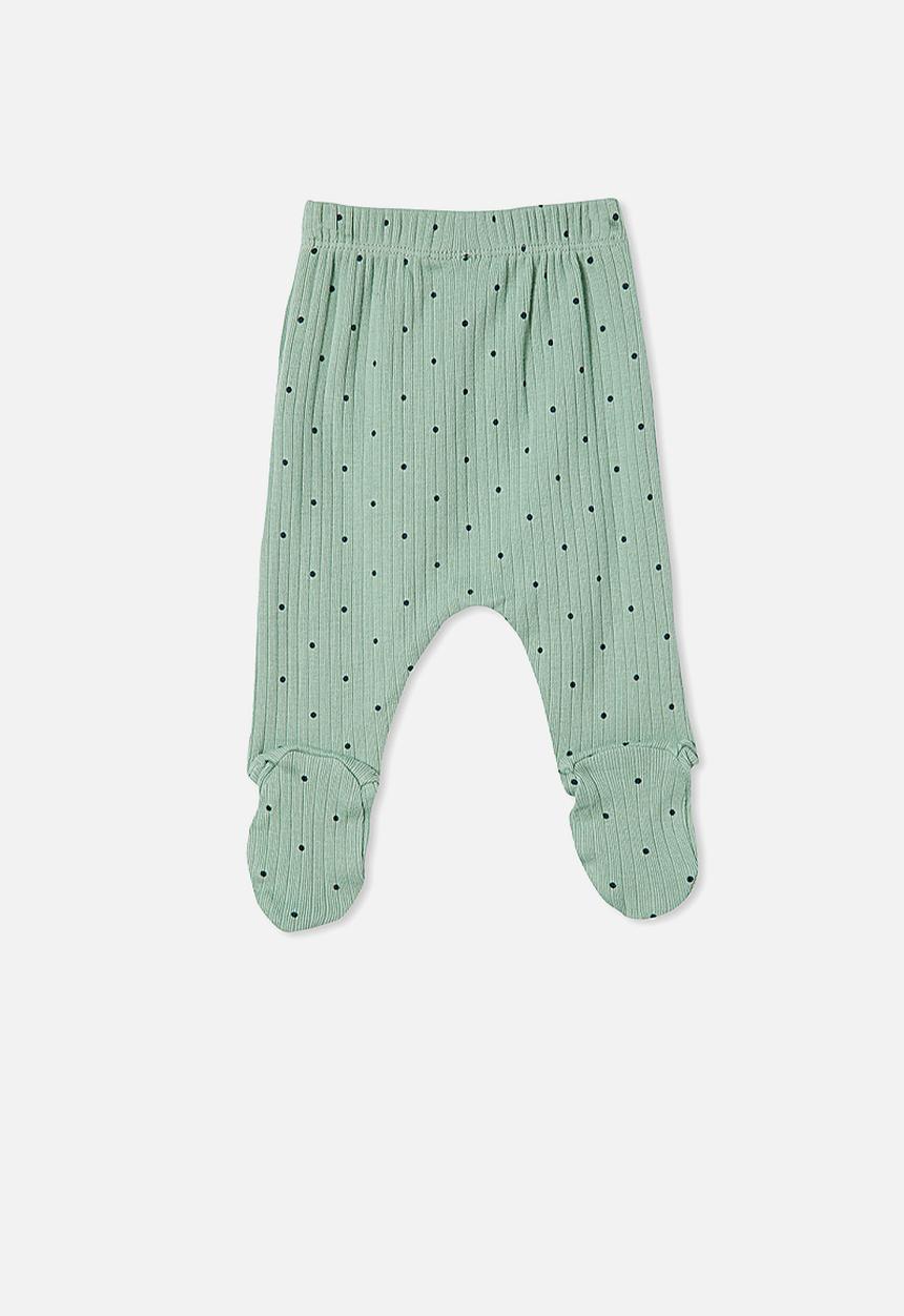 Cotton On - Organic newborn footed legging - smashed avo/petrol teal betty spot