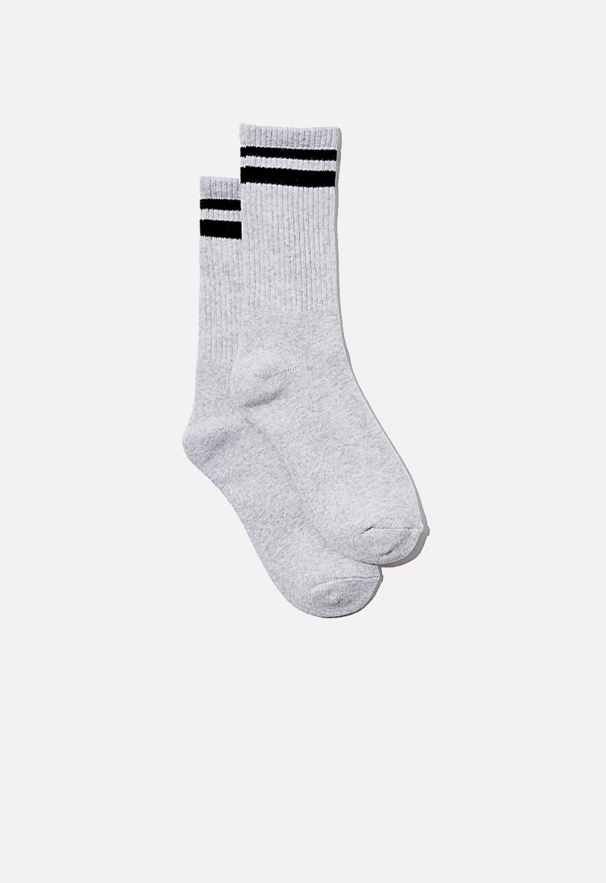 Cotton On - Club house crew sock - grey marle/black