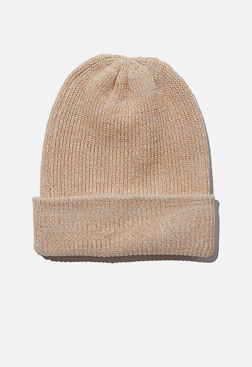 Rubi - Knit ribbed beanie - almond butter marle
