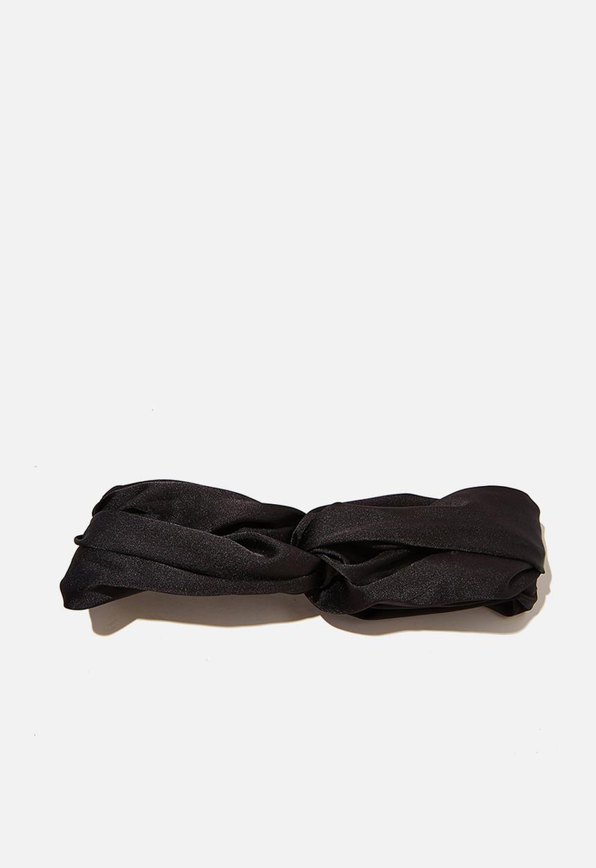 Rubi - Satin knot headband - black