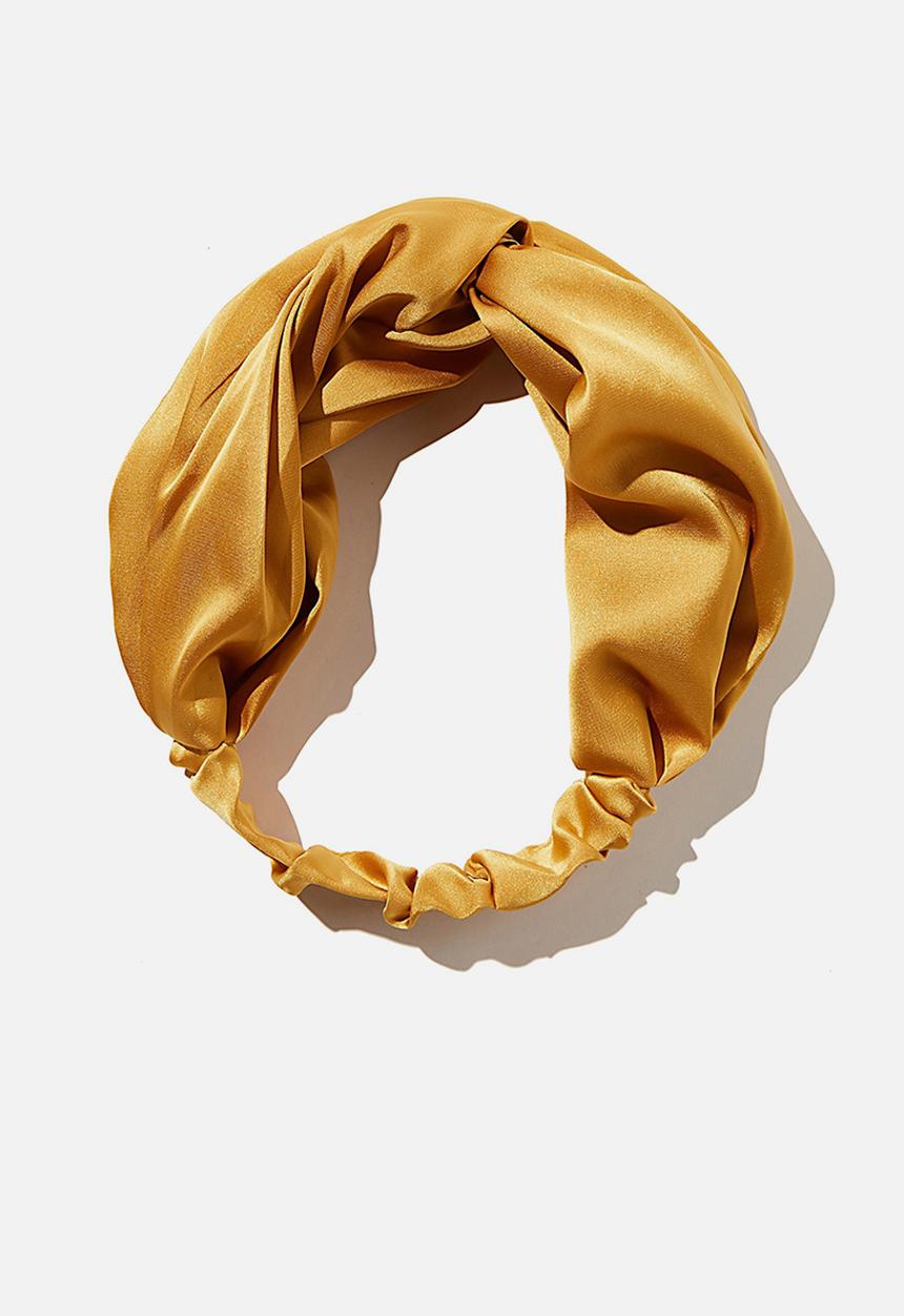 Rubi - Satin knot headband - retro yellow