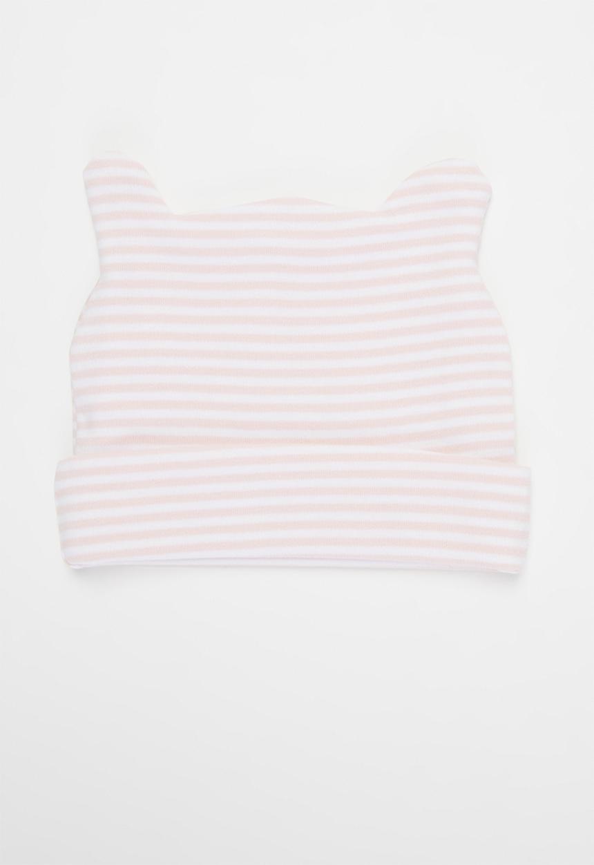Little Lumps - Stripey ear hat - pink & white