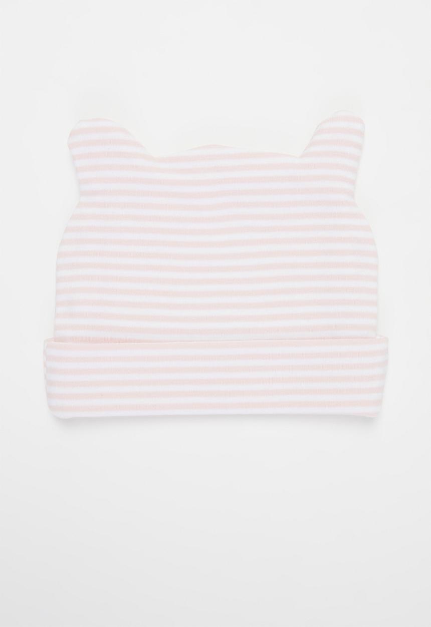 Little Lumps - Stripey ear hat - pink & white