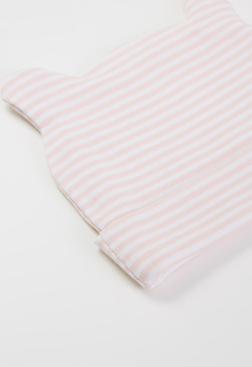 Little Lumps - Stripey ear hat - pink & white