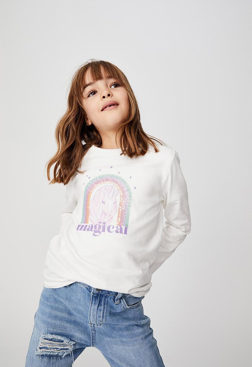 Cotton On - Stevie long sleeve embellished tee - vanilla