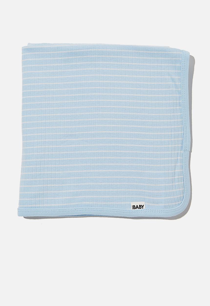 Cotton On - Organic newborn blanket - blue & white 