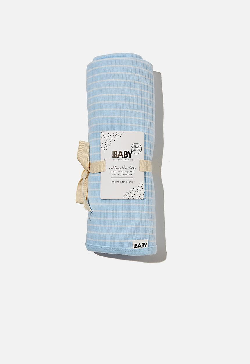 Cotton On - Organic newborn blanket - blue & white 