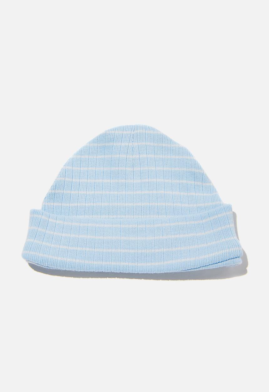 Cotton On - Organic newborn beanie - blue & white 