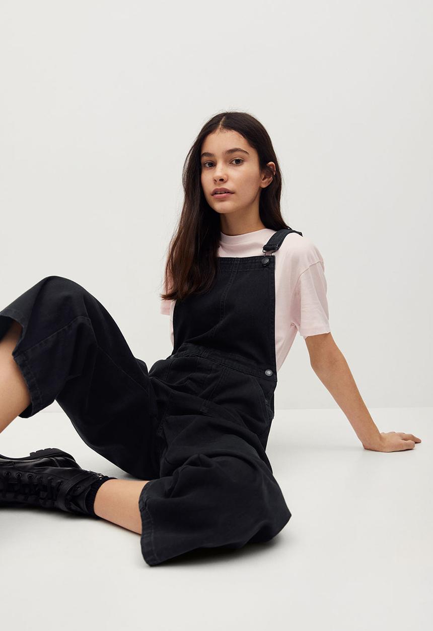 MANGO - Amber dungarees - black