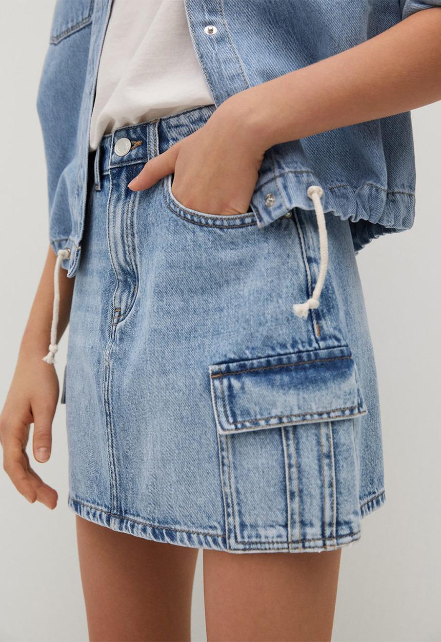 MANGO - Cargo skirt - blue