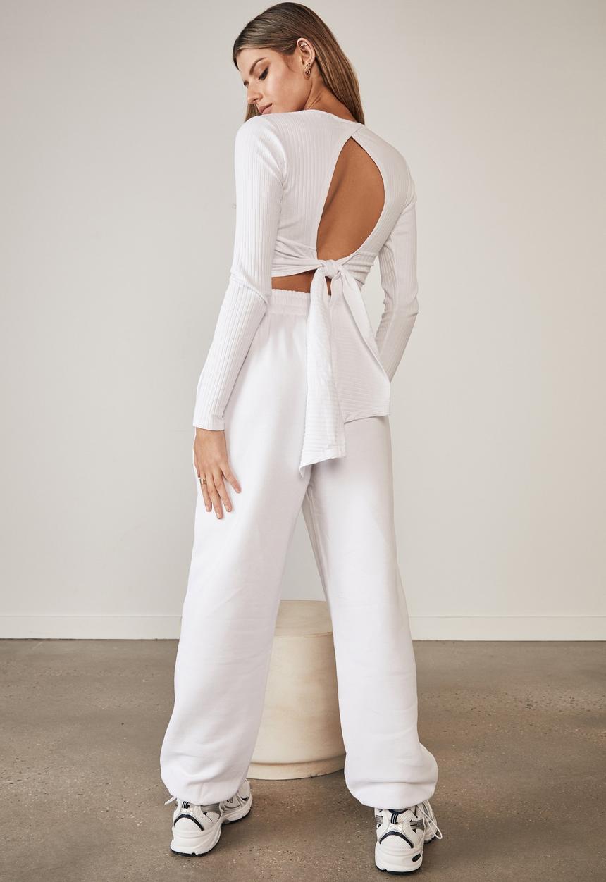 Factorie - Long sleeve back detail top - white