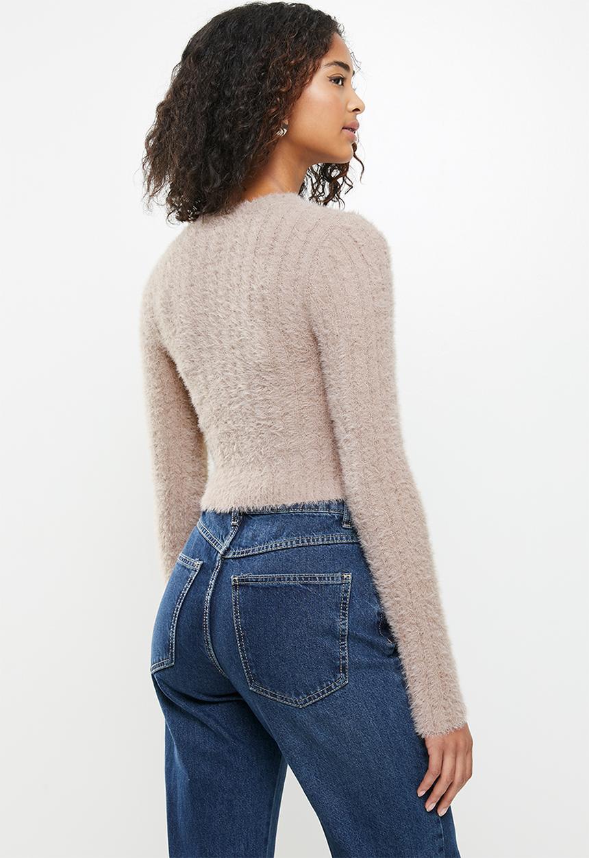 Factorie - Fluffy knit crop jumper - dusty pink