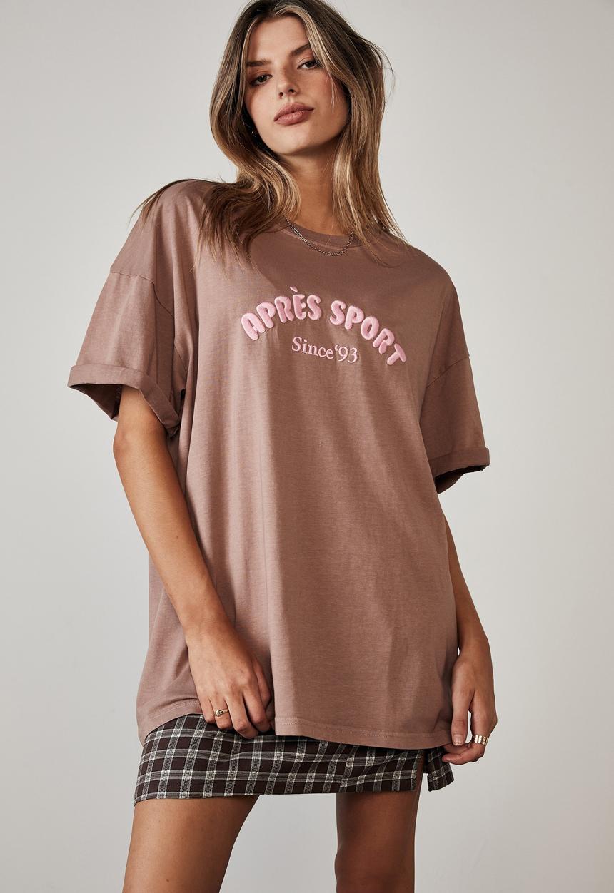 Factorie - Oversized graphic T-shirt - dirty blush/apres sport
