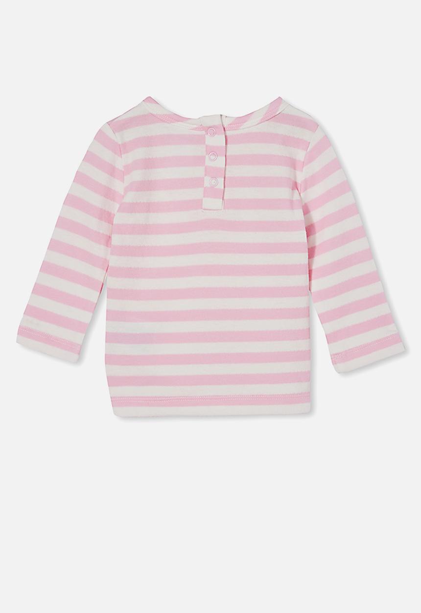 Cotton On - Lenny long sleeve top - pink & white 