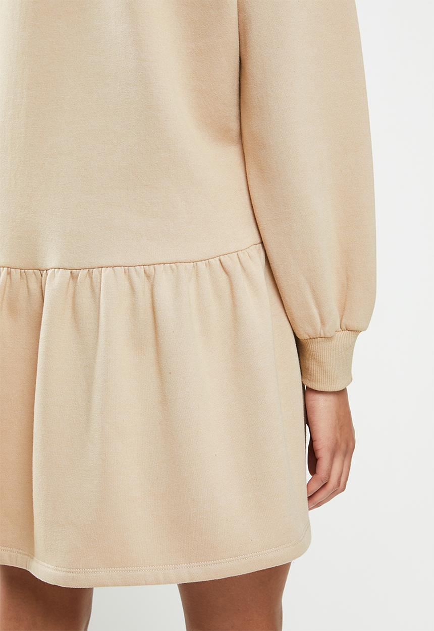Blake - Fleece drop waist mini dress - beige 