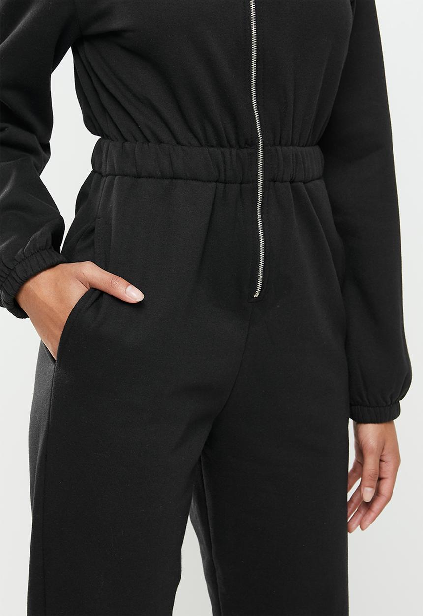 Blake - Brushed fleece jumpsuit - black