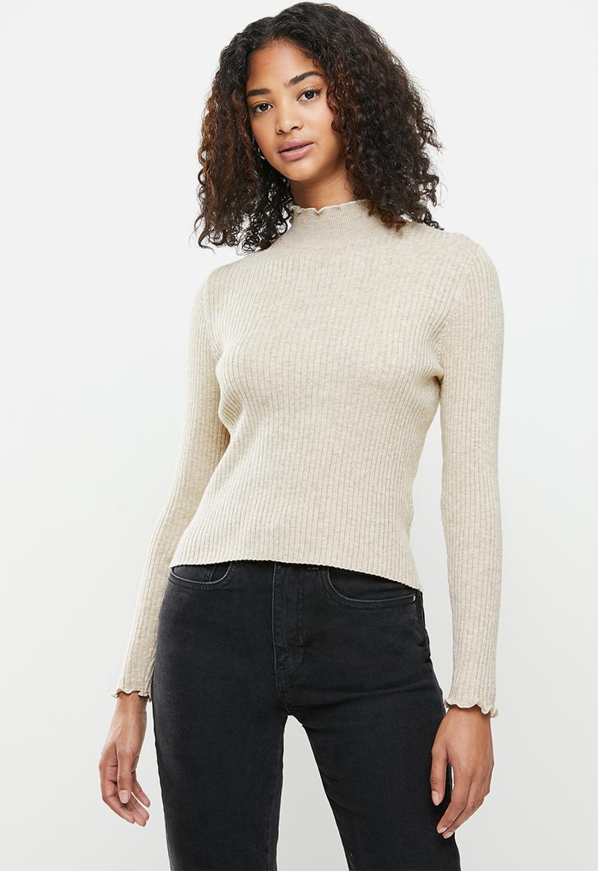Cotton On - Ultimate variegated ribbed mock neck - taupe