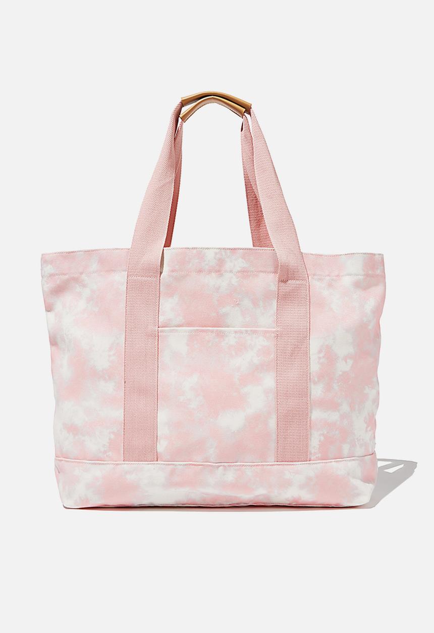 Rubi - Day tripper canvas tote - sugar pink tie dye