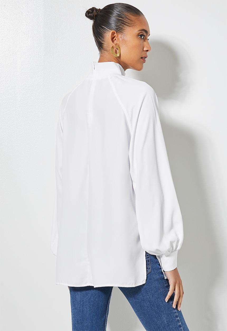 Superbalist - Combo fabric longline shell - white