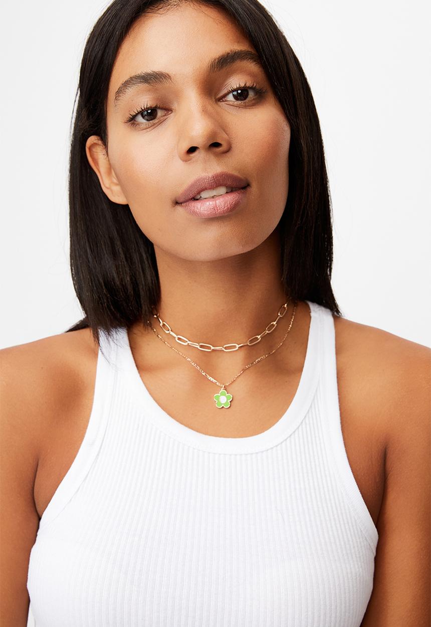 Rubi - Keepsake 2 pack necklace set - green daisy