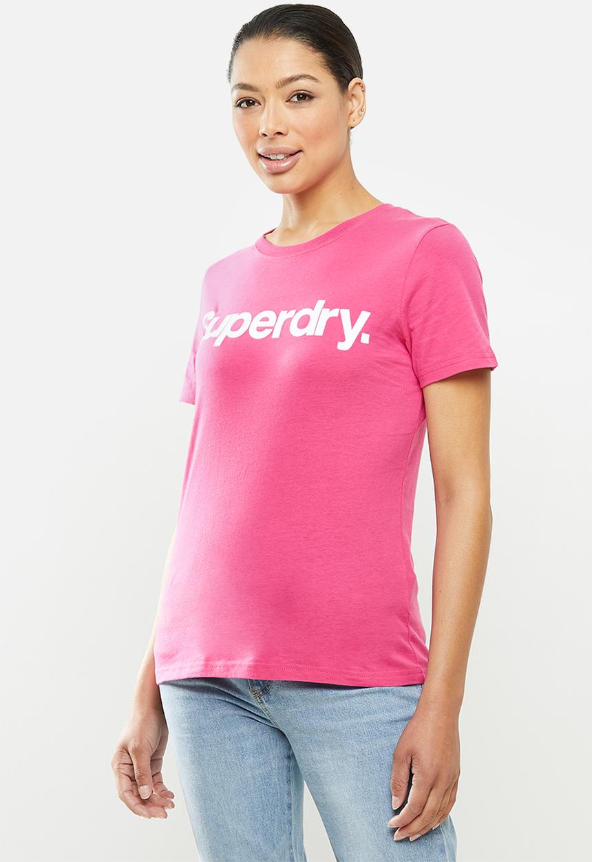 Superdry. - Cl flock tee - hot pink