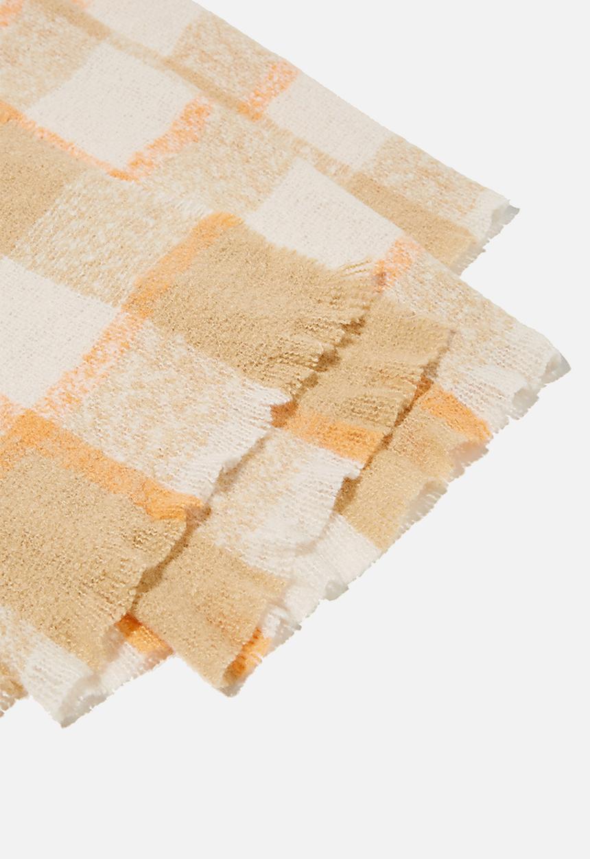 Rubi - Brady blanket scarf - warm stone bec check