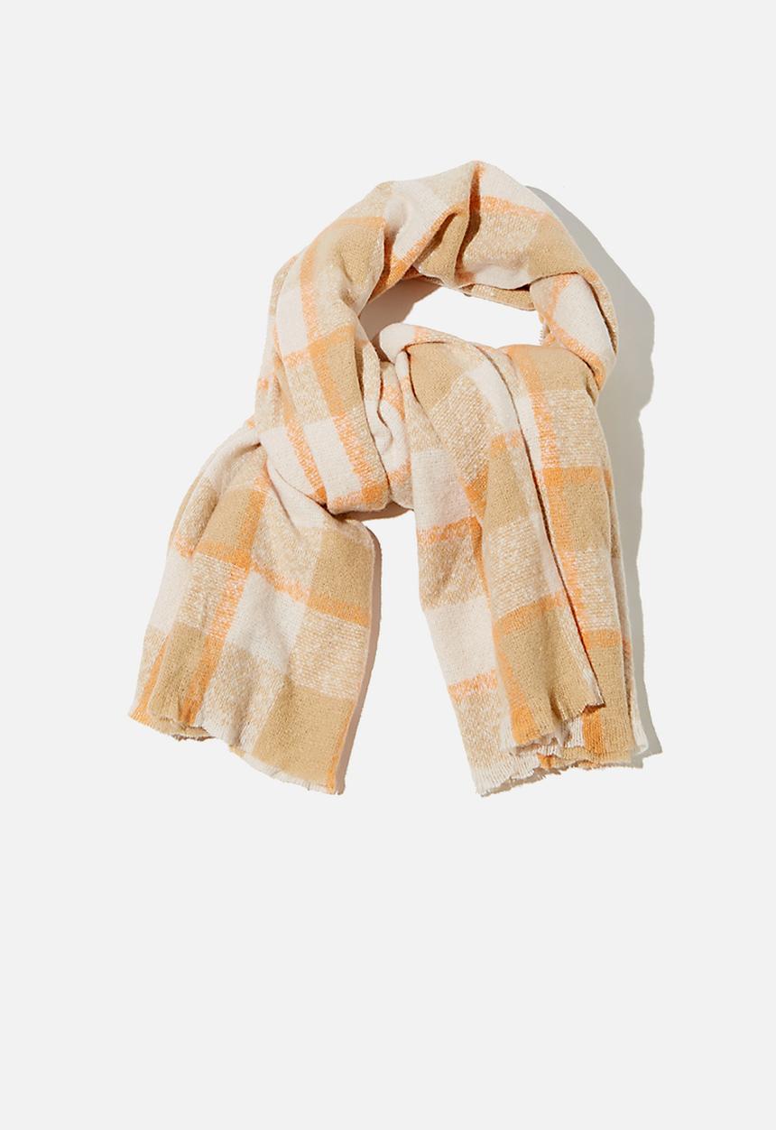 Rubi - Brady blanket scarf - warm stone bec check