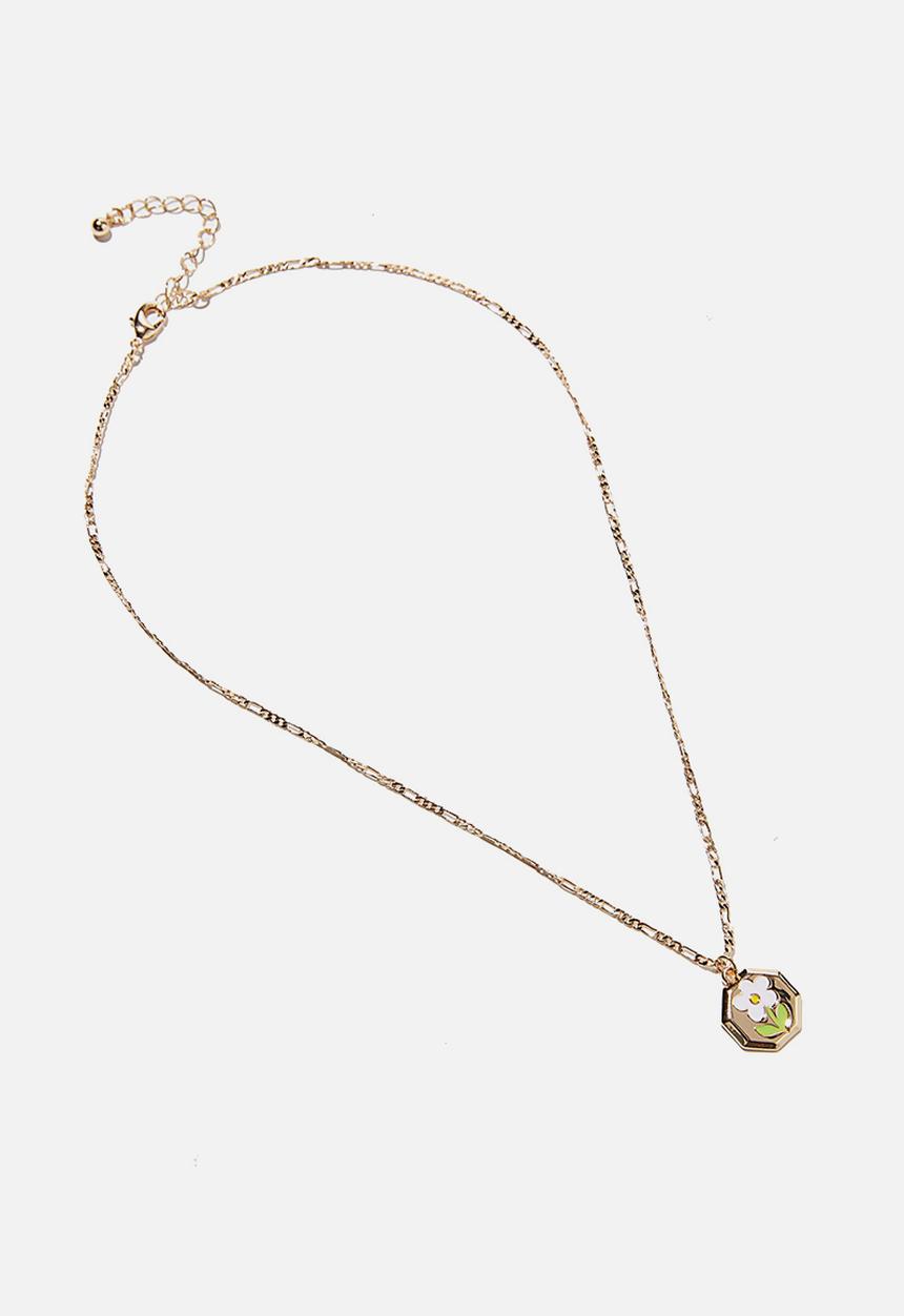 Rubi - Keepsake pendant necklace - daisy enamel gold