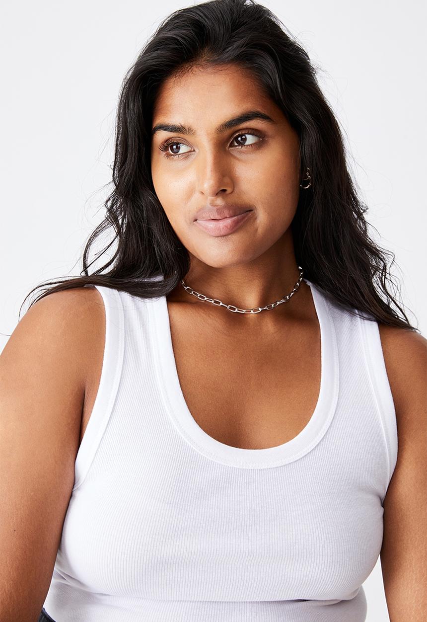 Rubi - Premium single chain necklace - sterling silver plated open link
