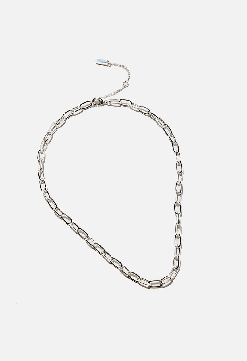 Rubi - Premium single chain necklace - sterling silver plated open link
