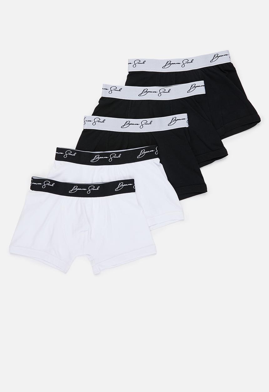Brave Soul - Signature boys 5 pack boxers - black & white 