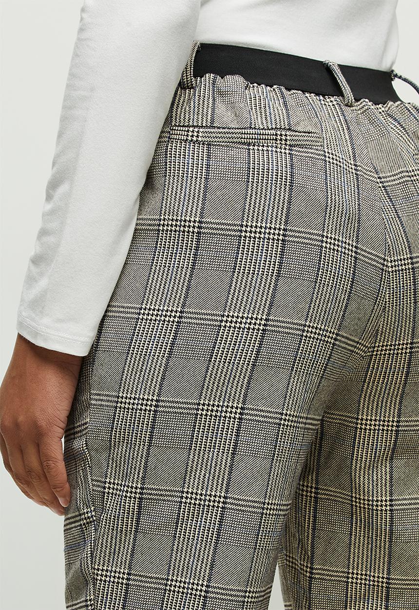 edit - Pull on check straight leg - grey 