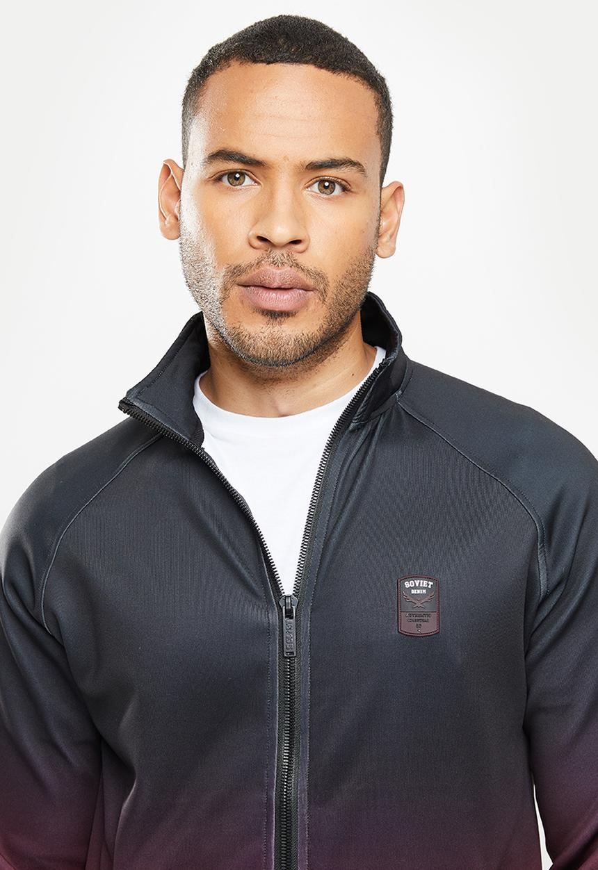 SOVIET - Ike zip through hoody - black & burgundy