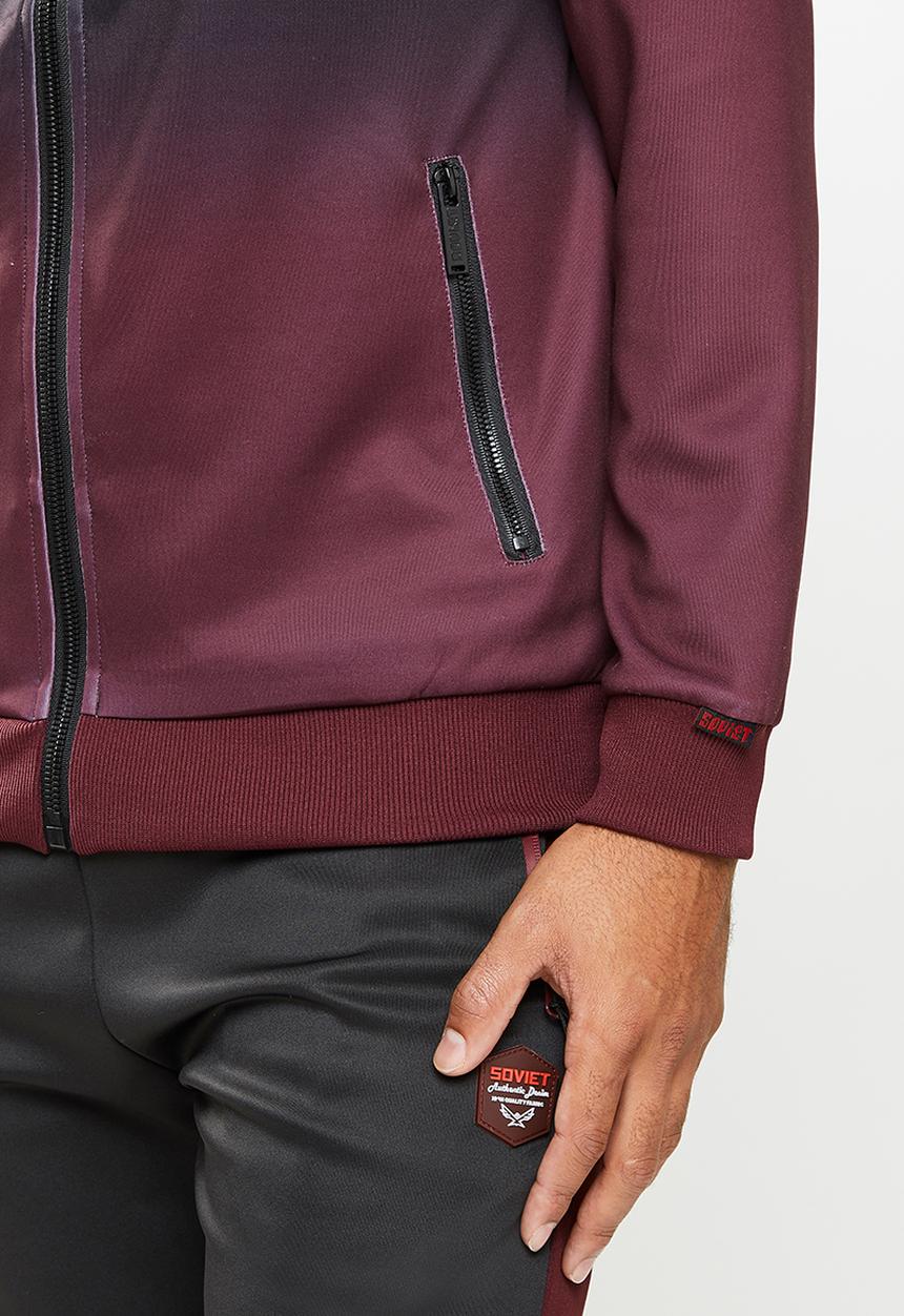 SOVIET - Ike zip through hoody - black & burgundy