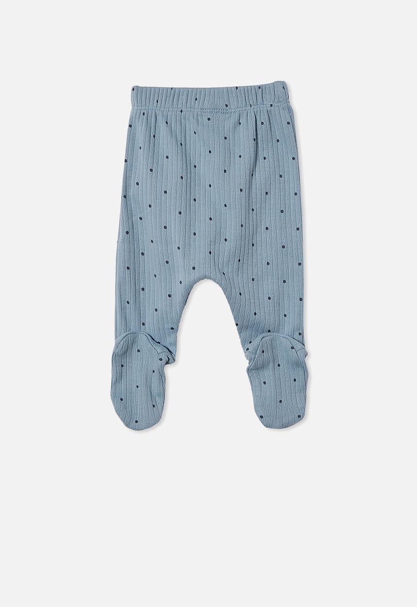 Cotton On - Organic newborn footed legging - blue & black 