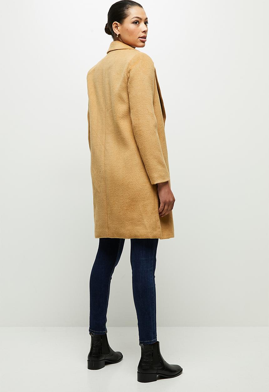 edit - Fuzzy Melton coat - tan