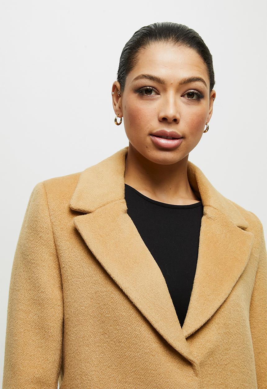 edit - Fuzzy Melton coat - tan