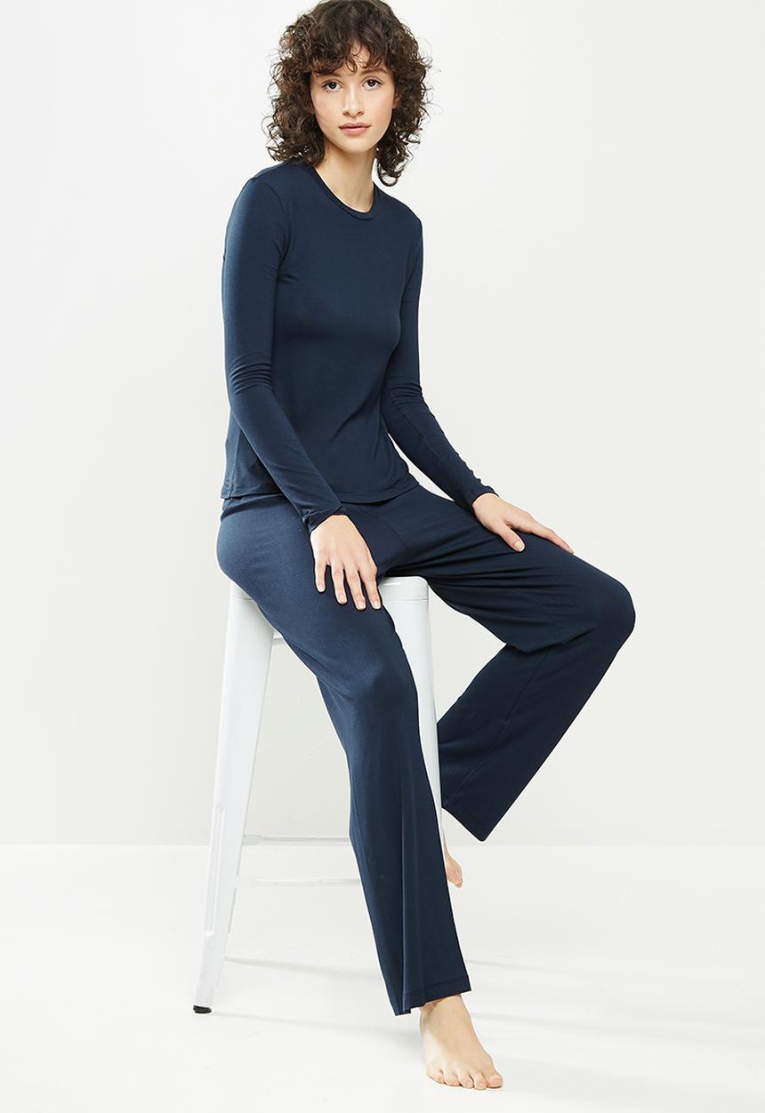 Superbalist - Sleep top & wide leg pants set - navy