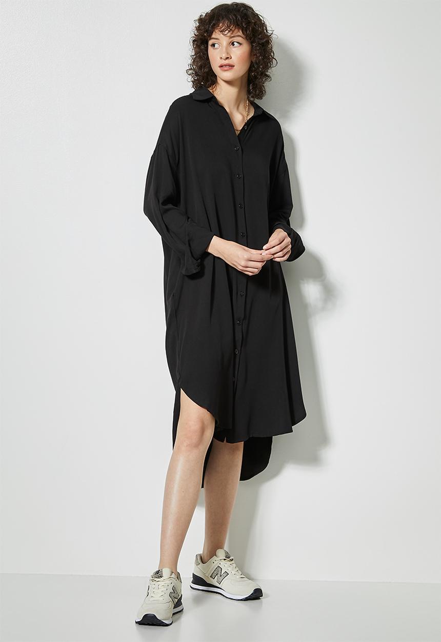 Superbalist - Viscose twill shirt dress - black