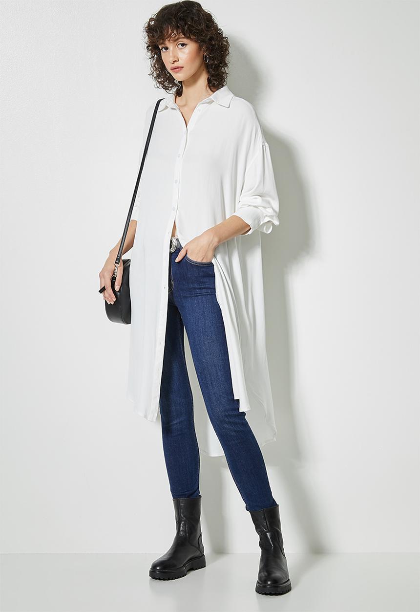 Superbalist - Viscose twill shirt dress - white