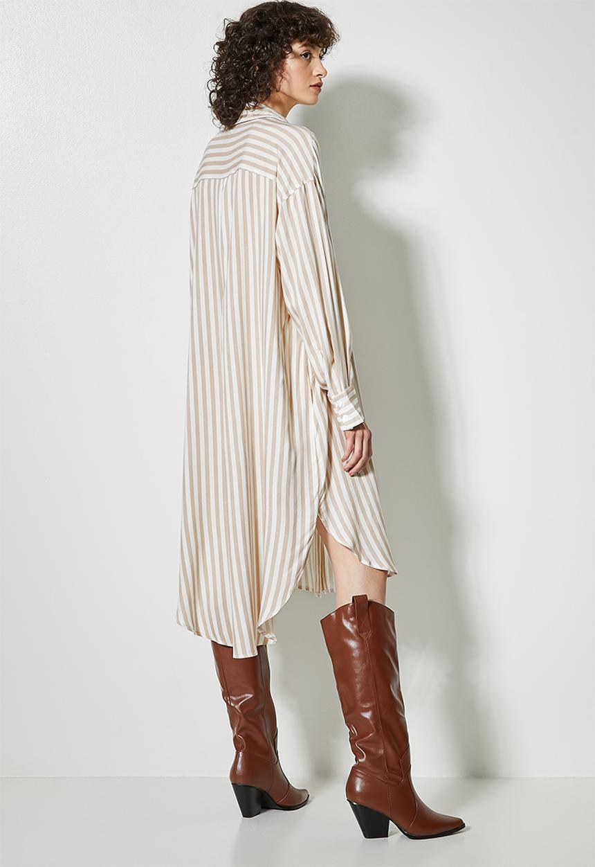 Superbalist - Viscose twill shirt dress - stone & white