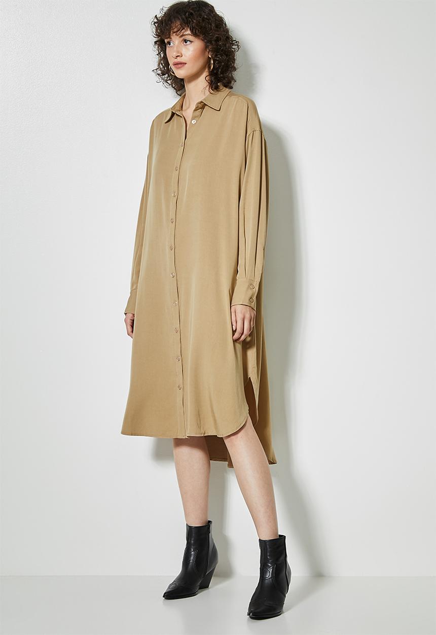 Superbalist - Viscose twill shirt dress - sand